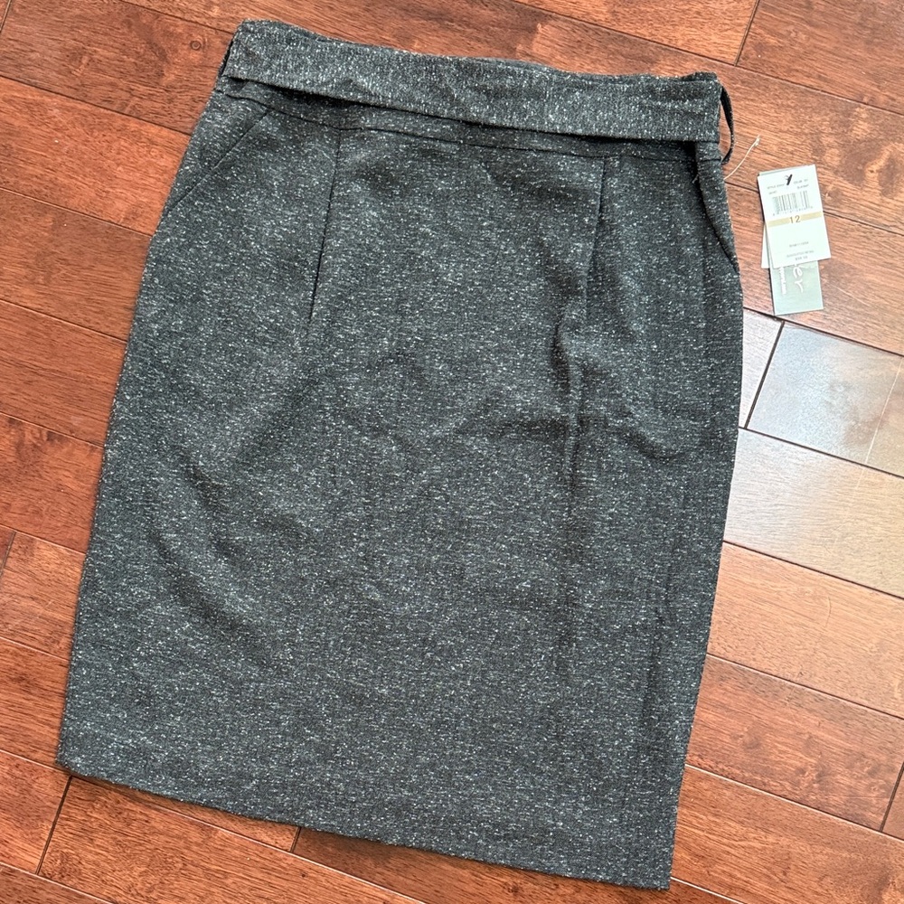 ❤️ NWT Atelier Black White Grey Pockets Belted A Line Lined Skirt 12